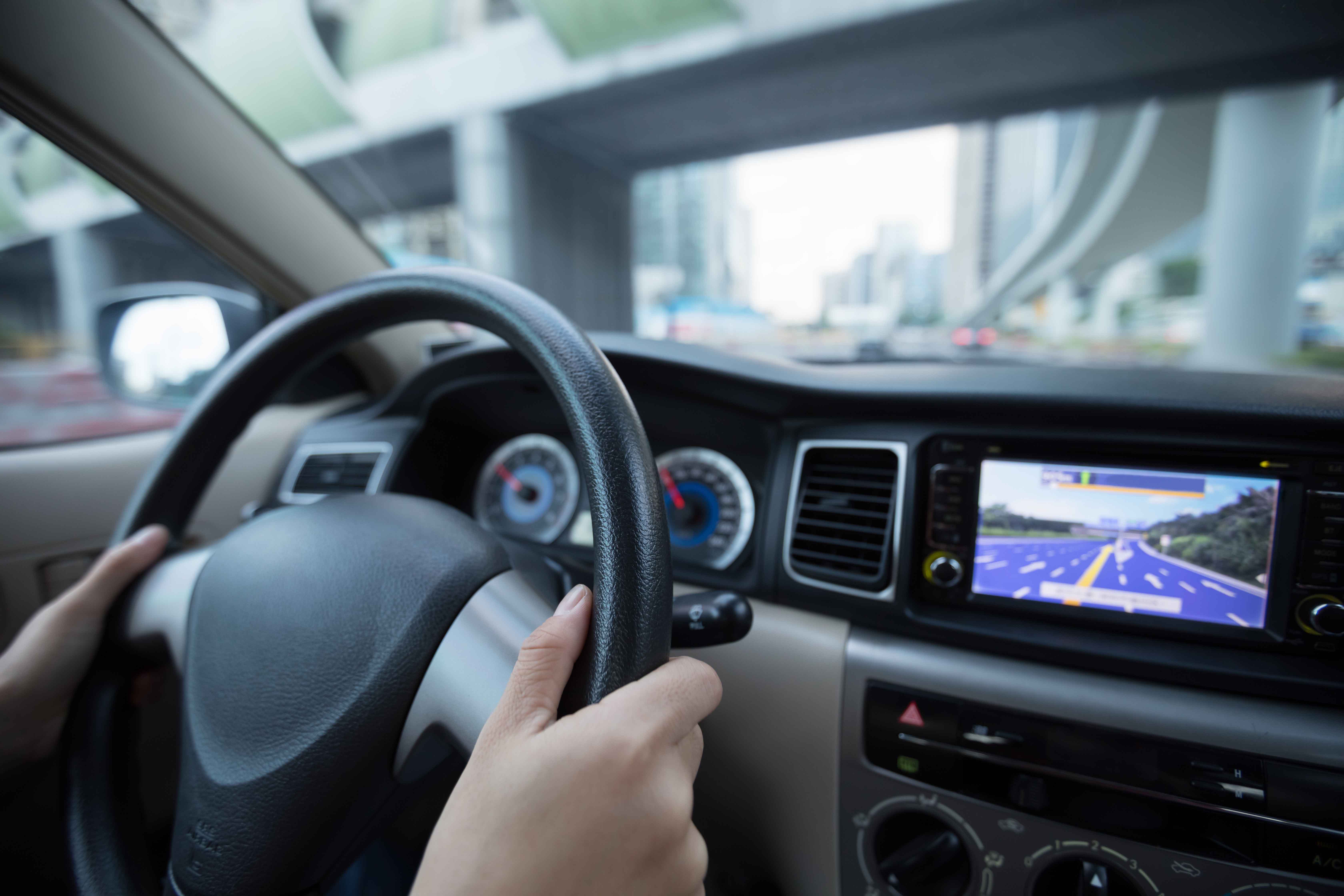 Driving car in city